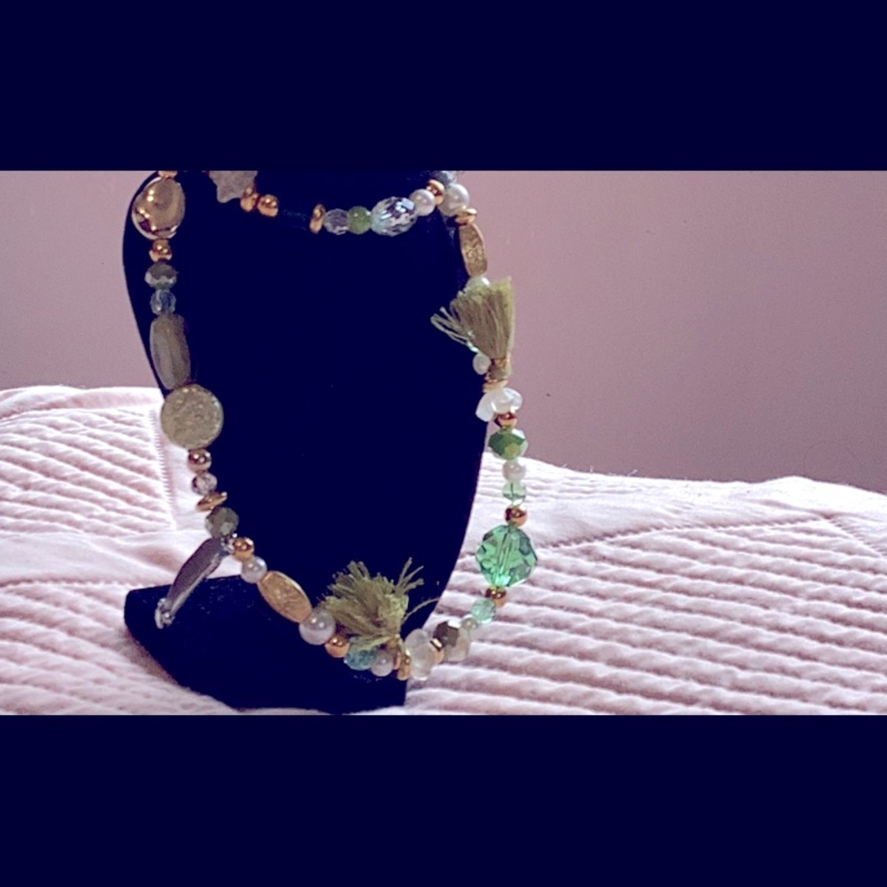 Handmade luxury beaded Jade necklace w sterling silver owl accents
